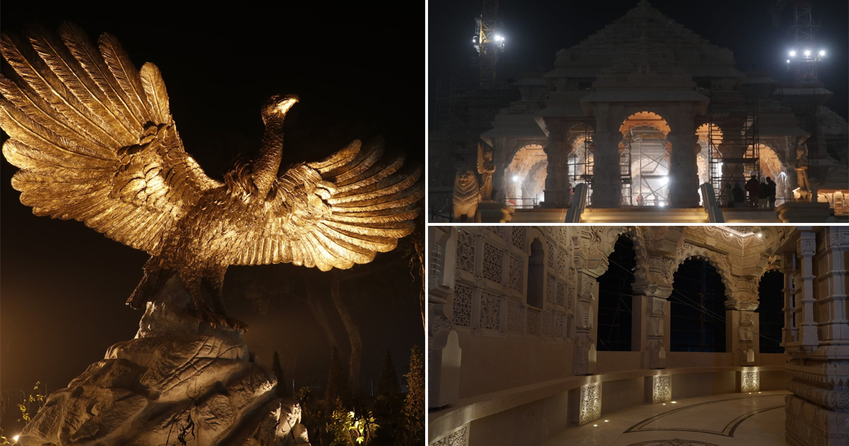 Ram Janmbhoomi Trust shares stunning pictures of Ram Mandir bathed in nightlight